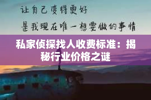 私家侦探找人收费标准：揭秘行业价格之谜
